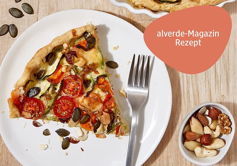 Gemüsequiche mit Nüssen und Kernen