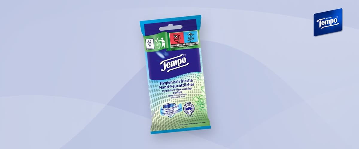Feuchttücher für die Hände mit Tempo