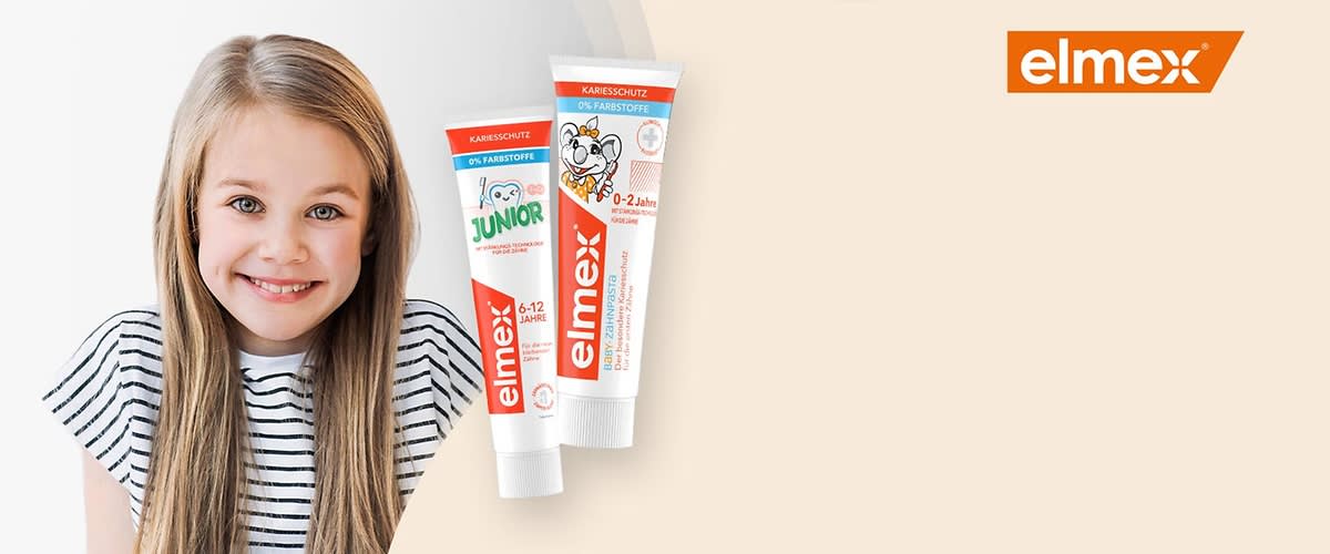 Zwei Tuben Elmex-Zahnpasta für Kinder