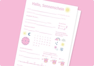 Vorlage für Babypartyspiel in rosa