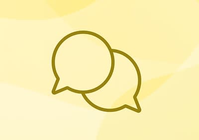 Zwei Sprechblasen auf gelbem Hintergrund