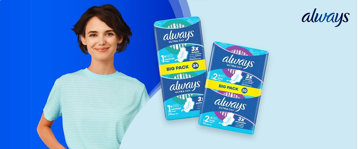 Zwei Always Ultra Day Bindenpackungen
