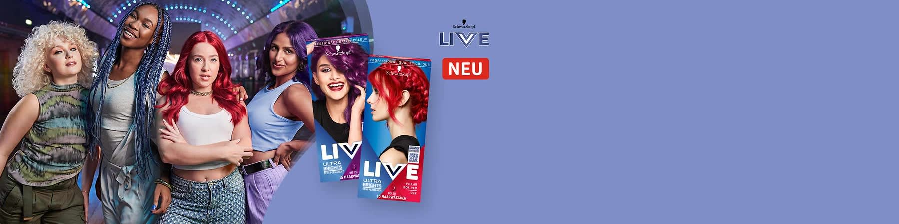 Zwei Haarfärbemittel-Packungen von Schwarzkopf LIVE