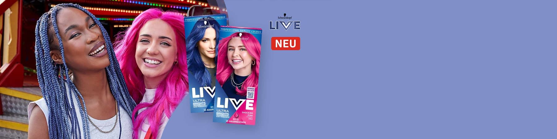 Haarfärbemittel in Blau und Pink