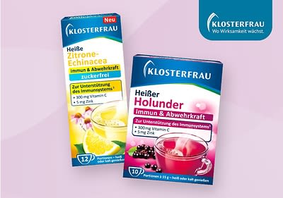 Zwei Packungen Klosterfrau-Heißgetränke