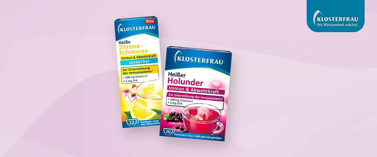 Zwei Packungen Klosterfrau-Heißgetränke