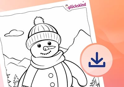 Ein Schneemann zum Ausmalen.