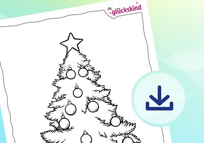 Ausmalbild eines Weihnachtsbaums.