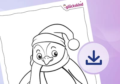 Ein Pinguin mit Mütze und Schal.