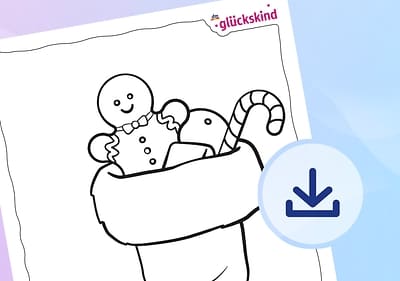 Ausmalbild mit Lebkuchenmann und Zuckerstange.