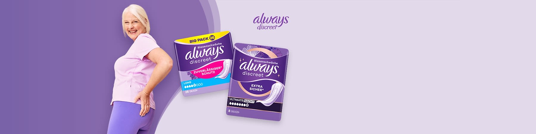 Zwei Always Discreet Verpackungen