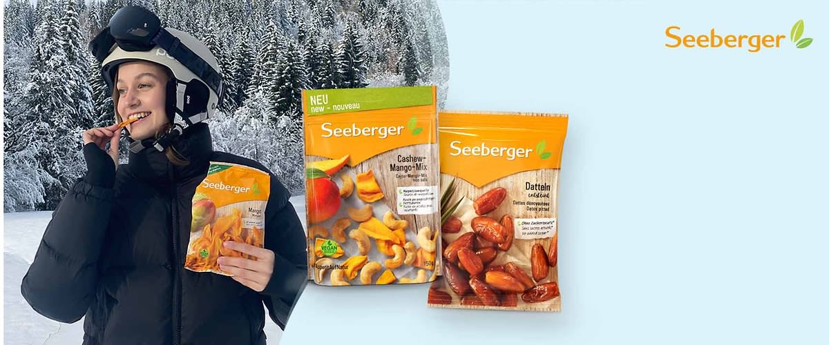 Verpackungen von Cashew-Mango-Mix und Datteln
