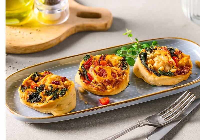 Pizzaschnecken mit Spinat