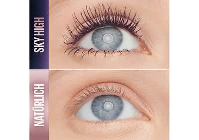 Vergleich von getuschten und ungetuschten Wimpern