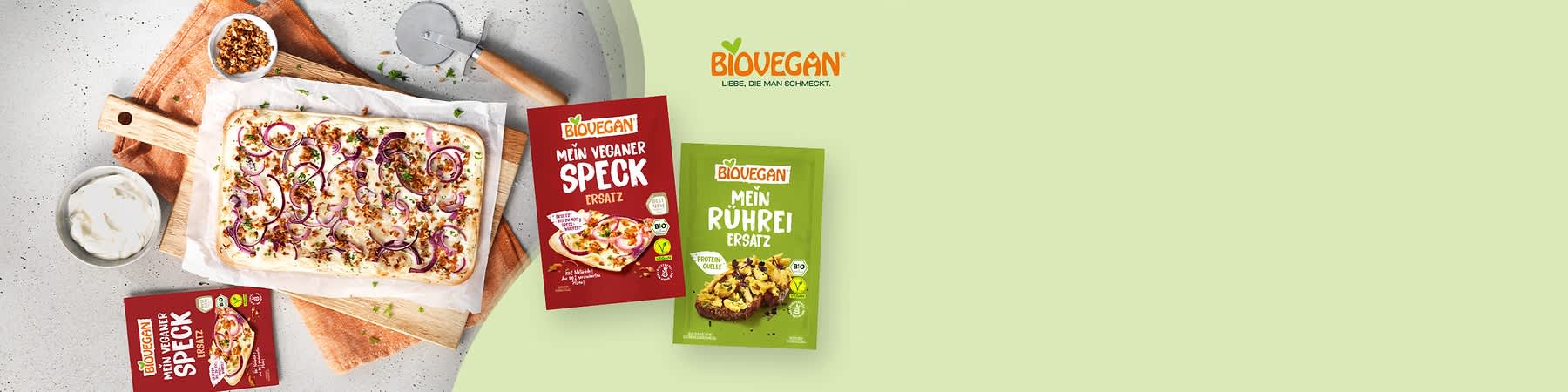 Zwei Biovegan-Produkte für Speck und Rührei