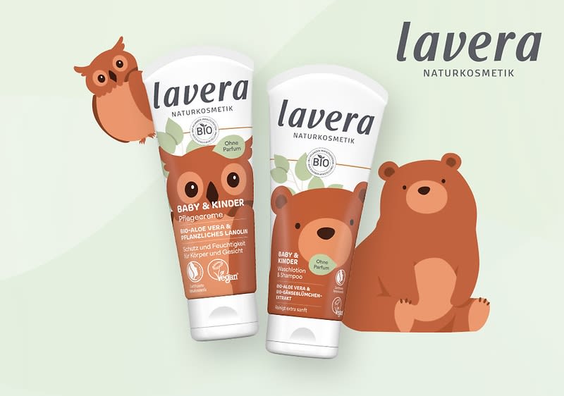 Zwei Lavera Baby- und Kindercremes mit Tiermotiven