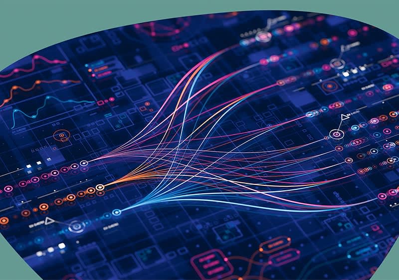 Datenfluss auf digitalem Dashboard