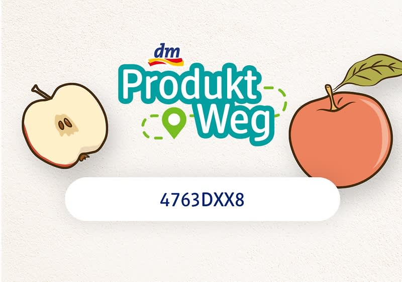 Zwei Äpfel neben dm-Logo 4763DXX8