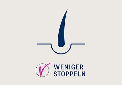 Grafik eines Haares mit Text "Weniger Stoppeln"