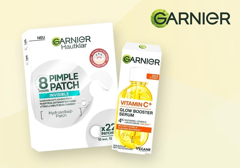 Zwei Garnier Hautpflegeprodukte nebeneinander