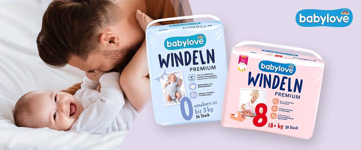 Vater mit Baby und Babylove Windeln