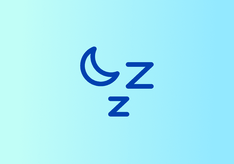 Ein blaues Symbol auf hellblauem Hintergrund zeigt einen Halbmond und zwei Zs für Schlaf