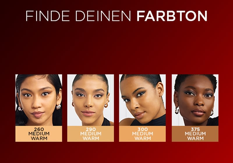Vier Farbtonoptionen für Make-up