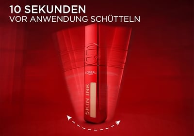 Rotes Hautpflegeprodukt mit Schüttelhinweis