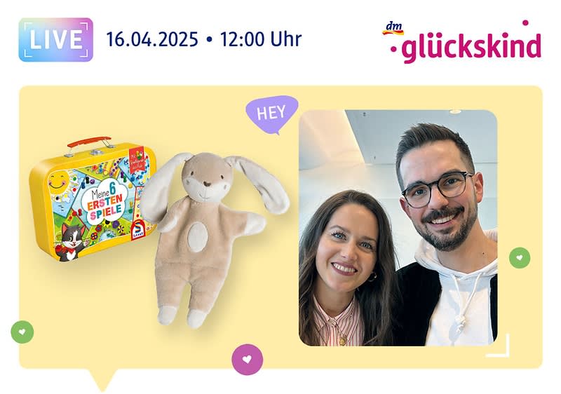 16.04.2025, 12:00 Uhr: dmLIVE x glückskind mit Produkten