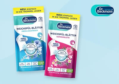 Zwei Packungen Dr. Beckmann Weichspüler-Blätter