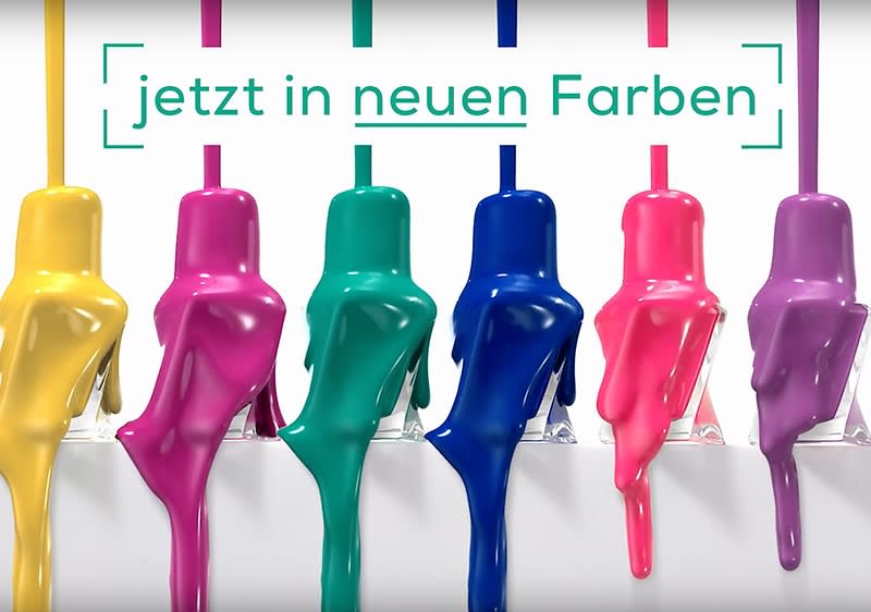 Nagellack in sechs Farben fließt