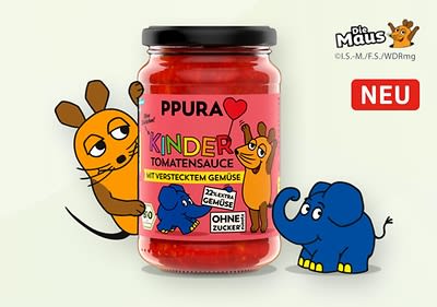 Tomatensauce mit viel verstecktem Gemüse mit Maus und Elefant