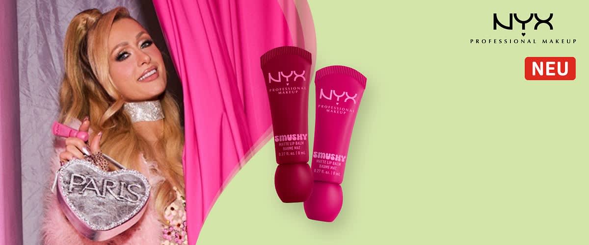 Zwei NYX Lippenbalsam-Tuben auf grünem Hintergrund