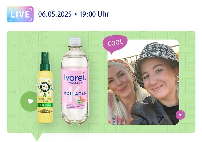 06.05.2025, 19:00 Uhr: verschiedene Produkte, Mareike und Catalin lächeln in die Kamera