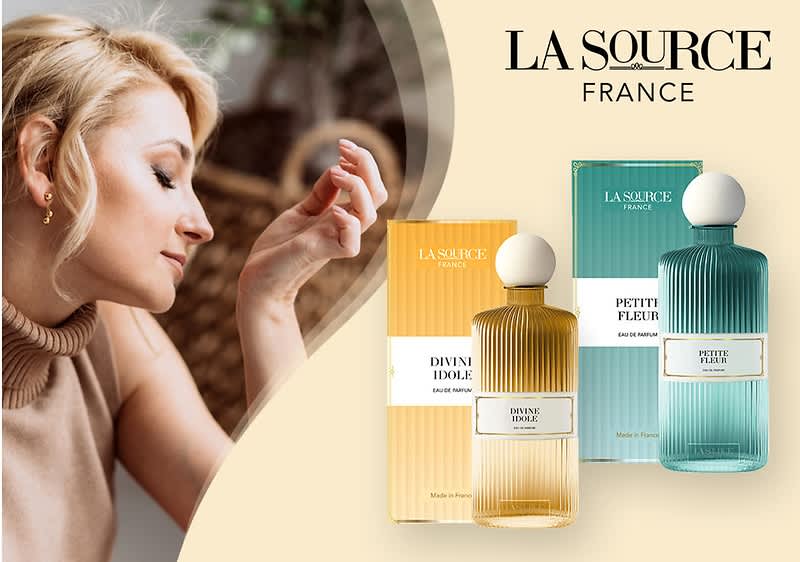 Frau mit Parfümflaschen von La Source