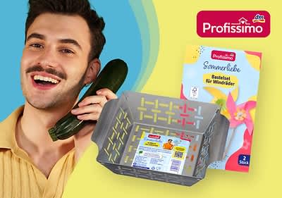 Bastelset, Korb und Mann mit Zucchini