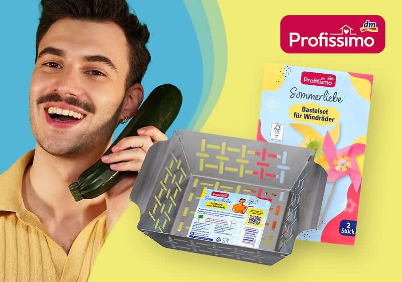 Bastelset, Korb und Mann mit Zucchini