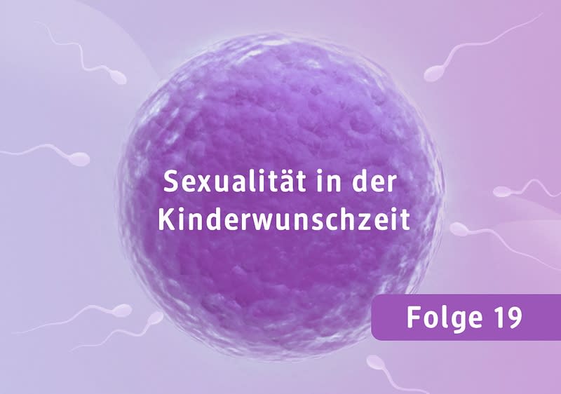 Lila Zelle mit Spermien und Text