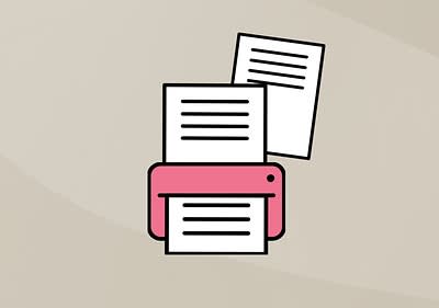 Illustration eines Druckers mit Papierblättern