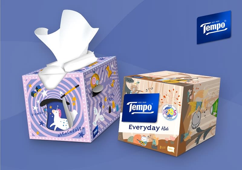 Zwei Tempo Taschentuchboxen mit Kinderdesigns