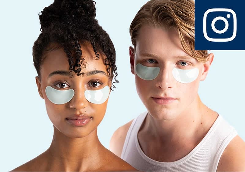 Zwei halbnah abgebildete Personen in Vorderansicht; links Schulter und hochgesteckte Haare, rechts Oberkörper mit weißem Tanktop und blonden Haaren, im oberen rechten Eck Instagram-Logo auf dunklem Quadrat