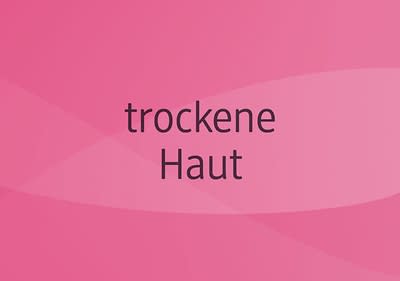 Der Text „trockene Haut“ auf einem blauen Hintergrund