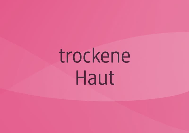 Der Text „trockene Haut“ auf einem blauen Hintergrund
