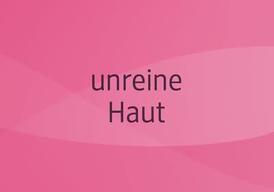 Der Text „unreine Haut“ auf einem blauen Hintergrund