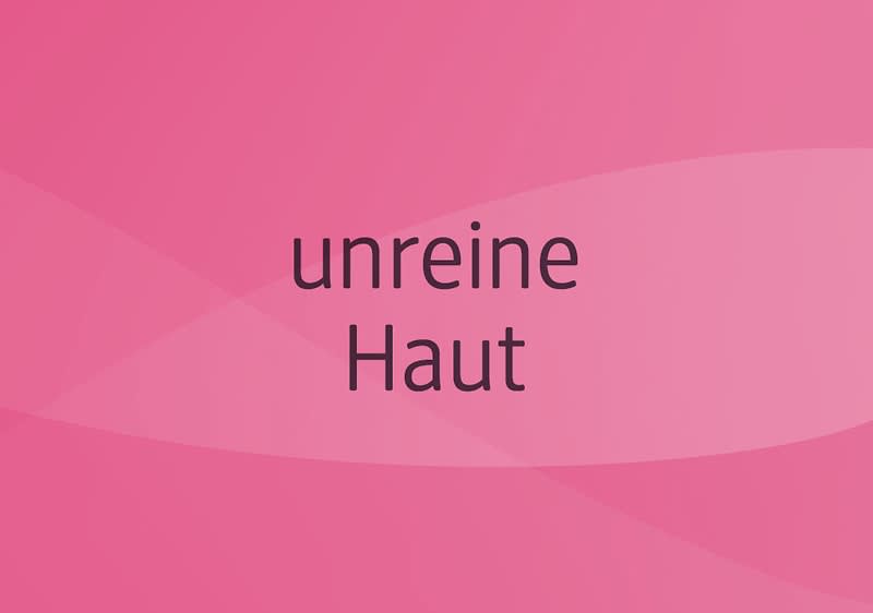 Der Text „unreine Haut“ auf einem blauen Hintergrund