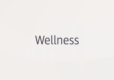 Der Text „Wellness“ in grauer Schrift auf einem hellen Hintergrund