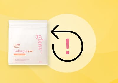 Rückruf Symbol und Glow25 Kollagenpulver