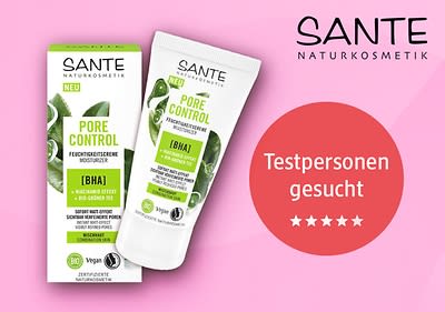 Bubble „Testpersonen gesucht“ mit SANTE Pore Control Feuchtigkeitscreme