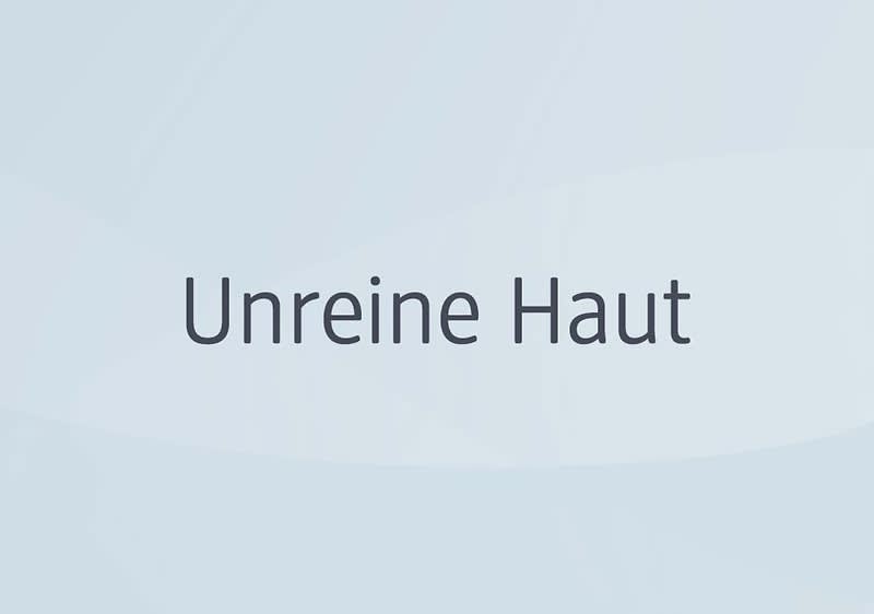 Der Text „Unreine Haut“ auf einem hellrosa Hintergrund