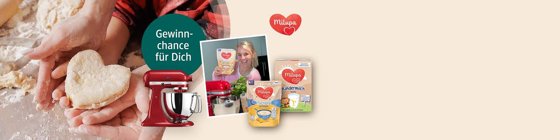 Bubble „Gewinnchance für Dich“ und Produkte von Milupa